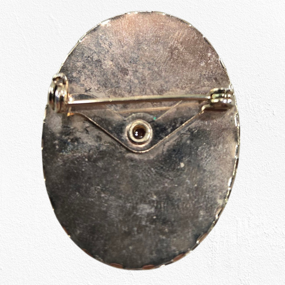 1960s Vintage Cameo Brooch & Clip-On Earrings Set Gold Tone Pink Costume Jewelry - Picture 3 of 8